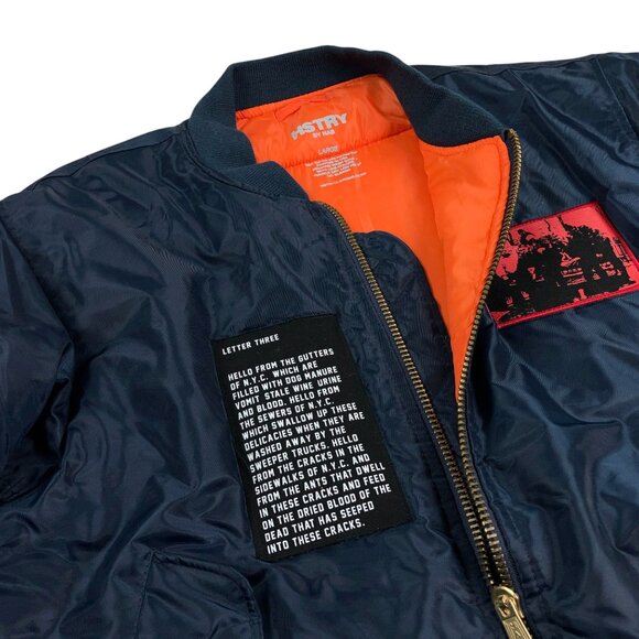 RARE OG HSTRY BY NAS God's Son Bomber Jacket Mens Size L Navy - Picture 4 of 12